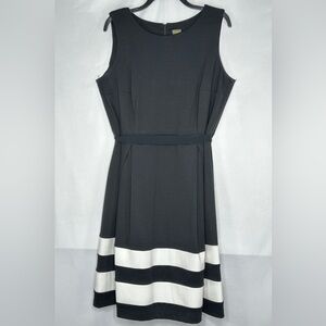 Taylor‎ Fit & Flare Black White Dress Sleeveless Career-wear Sz 14W